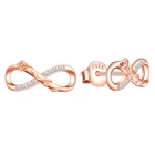Rose Earrings Gold Solid 925 Silver Rose Flower Infinity Symbol Earrings Bracelet Necklace Rose Gold