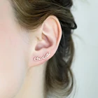 Earrings 2021 Women Gifts Statement Customize Name Hook Earrings Stainless Steel Gold Plated Ear Drop
