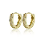 Brass Hoop Zircon Stud Earrings Favorite Annual Sales Minimalist Piercing Brass Zircon Huggie Hoop Earrings