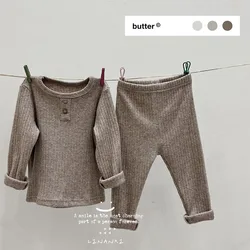 Autumn and winter new baby home wear pajamas set wool warm shirt boys and girls clothes