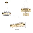 Modern Led Crystal Modern Rock Decoration Living Room Lighting Fixture Round Gold Led Crystal Pendant Chandelier
