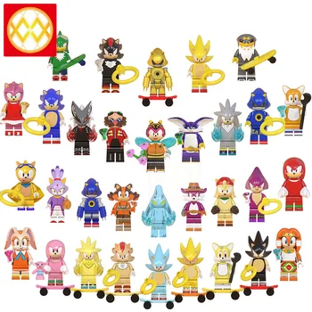 Hot Sale Golden Super Metal Sonic Rabbit Shadow Silver Tails Amy Anime Cartoon Building Blocks Mini Action Figures Kids Toys