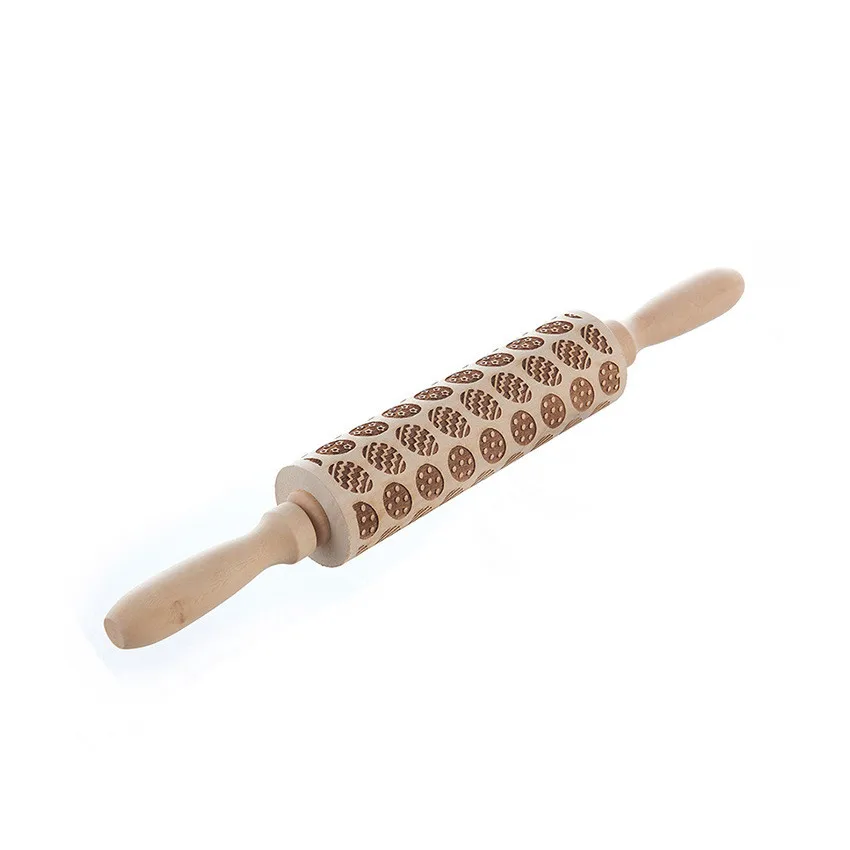 Christmas Halloween Embossing Engraved Wooden Rolling Pin Baking Cookies Mould Cake Dough Engraved Roller