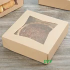 Box Display Paper Box With Display Auto Popup Pie Bakery Kraft Paper Box With Display Window