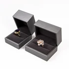 Gift Engagement Small PU Velvet Business Gift Wedding Engagement Ring Case Blue Sliver Small Ring Box