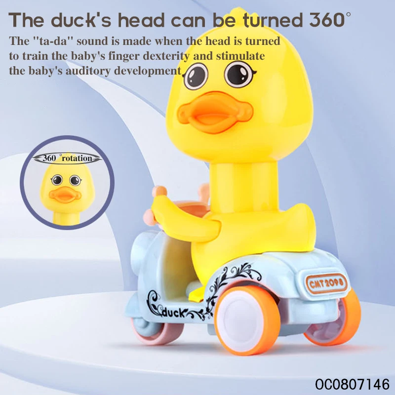8pcs cartoon duck cheap bulk baby boy toy friction toy car vehicle press and go