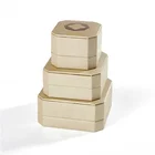 Hand Made Ring Wedding Ring Box Octagonal Shape Super Fibre Gold Hand Made Cartridge Jewelry Ring Box For Wedding