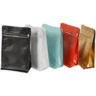 Pouch Stand Up Custom Aluminum Foil Zipper Bag Food Coffee Packaging Pouch Quad Flat Block Bottom Stand Up Pouch