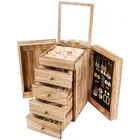 Jewelry Box Retro Style Customized Paulownia 5-layer Large Jewelry Storage Box Wooden Glass Jewelry Box