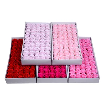 INUNION 2022 Popular 50Pcs Colorful Soap Flower Box Floral Scented Essential Wedding Party Gift Artificial Flower Soap Roses