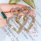 Cz Diamond Earrings 925 Silver Needle Full CZ Diamond Double Love Gold Plated Heart Earrings