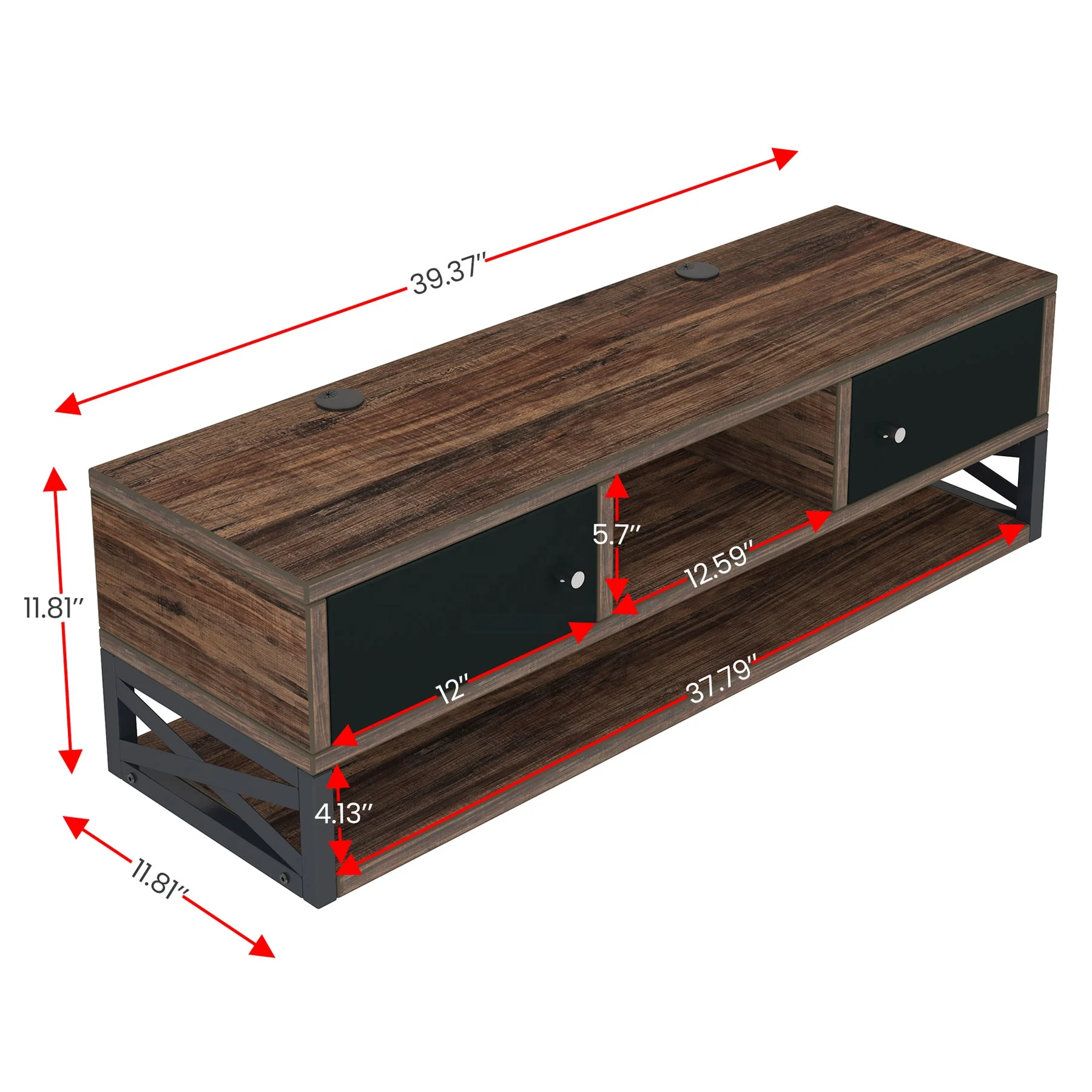 Tribesigns Floating TV Stand Wall Mounted Media Console with Doors Wall TV Shelf with Cabinet Wooden Wall Tv Stand