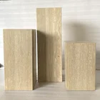 Modern Design Stone Home Furniture Decor Natural Beige Travertine Cube Plinth Table