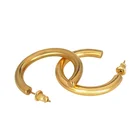 Gold Earrings Women Stainless Steel Chunky 18K Thick Gold Minimalist Hoop Earrings