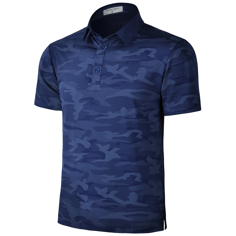 Men's Summer Camouflage Golf Shirts Moisture Wicking Short Sleeve Quick Dry Golf Polo T Shirt