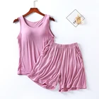 Pajama Short Sleeve Shorts Short Summer Women Casual Modal Pajama Sets Short Sleeve Bust-Padded Top Shorts Jogger Sets