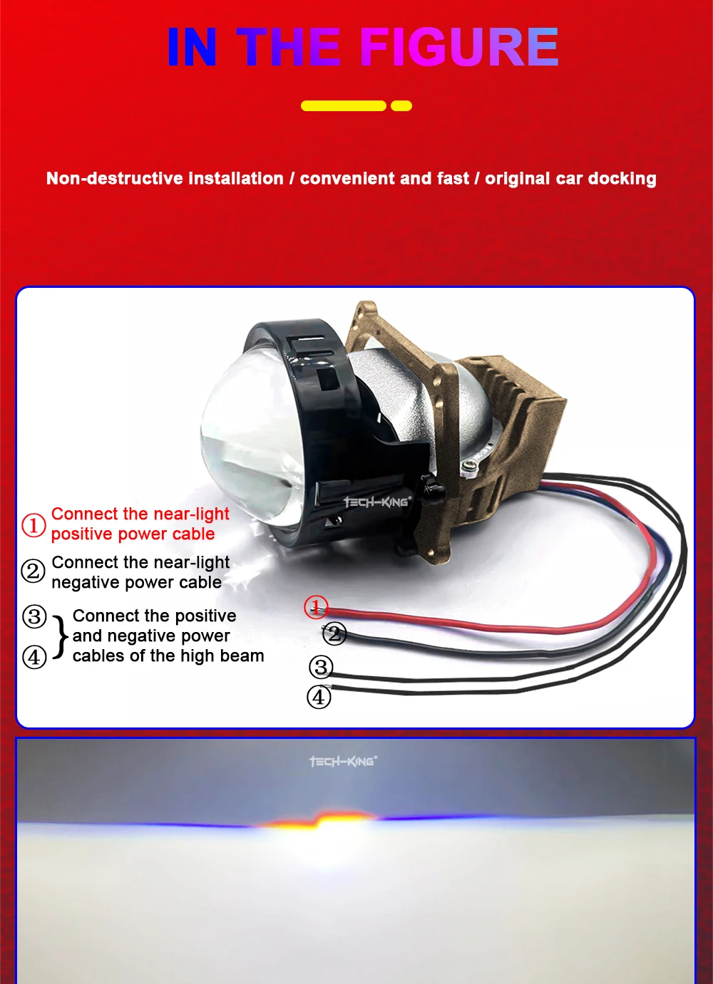Car headlamp system bi led projector lens 3-inch double beam projection lens 126W double lamp cup LED projection lens headlights