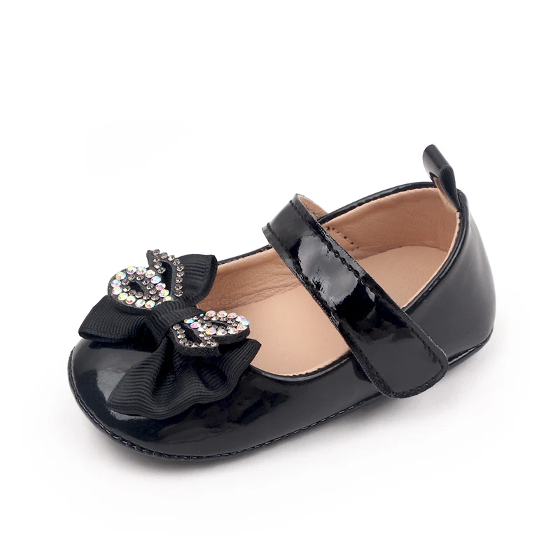 Baby Girls Diamond Bow Small Leather Shoes New Shallow Mouth Single Shoes Princess Shoes details