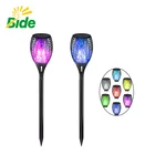 Led Torch Lamp Hot Sale RGB*4 Led Flickering Flame Wireless Solar Torch Lamp / Solar Light Flame Lamp