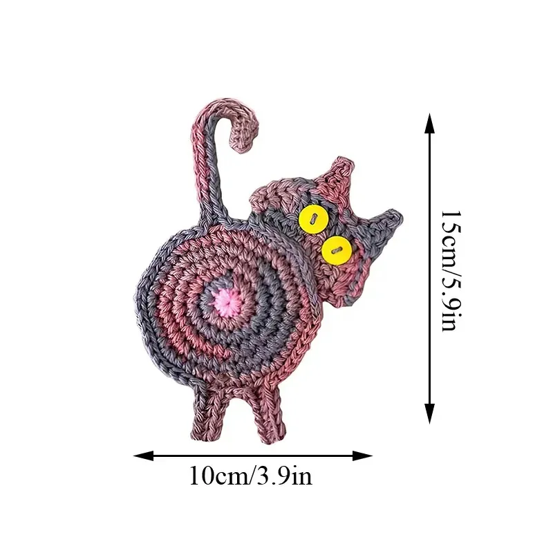 cute knit cup coaster sweet cat kitty coffee mug mat table placemat heat insulation cat butt dining mat home kitchen decoration