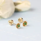 Cz Stud Earrings 14K Gold Colorful CZ Flower Screw-back Stud Earrings For Children