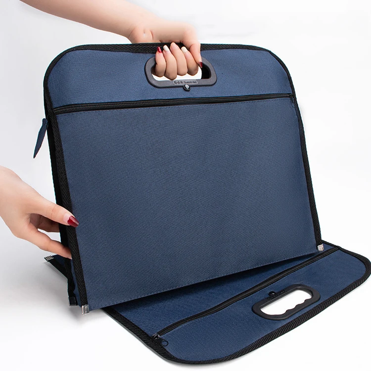 Thick waterproof hand-held office paper bag High-capacity double-deck storage bag