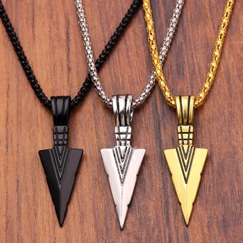 Men's Design Matte Black Long Necklace with Arrow Pendant Jewelry Chain Hip Hop Punk Rock Christmas Halloween Gift For Men