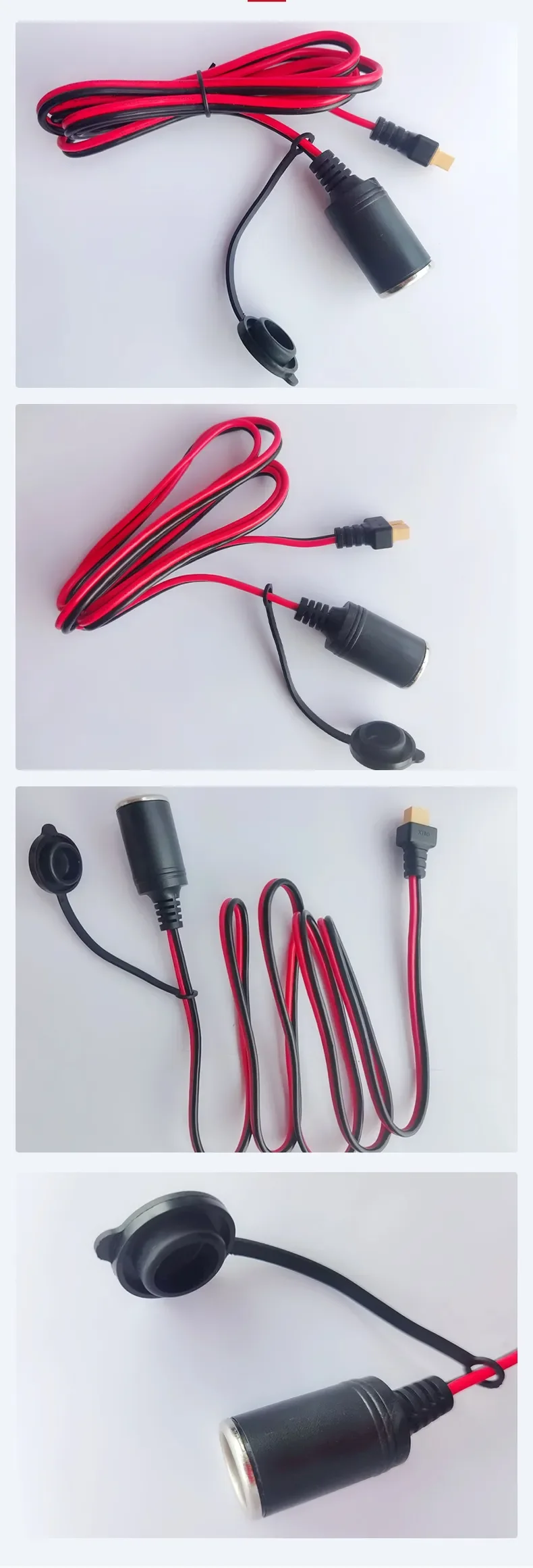 YINGAYOU XT60 naar sigarettenstekker, 12 V, 24 V, sigarettenaansteker naar XT60-kabel, 14 AWG, 20 A, met led-indicatorlampen, 2 reservezekeringen voor auto, zonne-energie, motorfiets (2 m