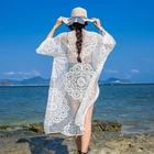 Women Summer New Floral Lace Cover Ups Beachwear Bikini Kimonos Embroidery Cover Up Capes Women
