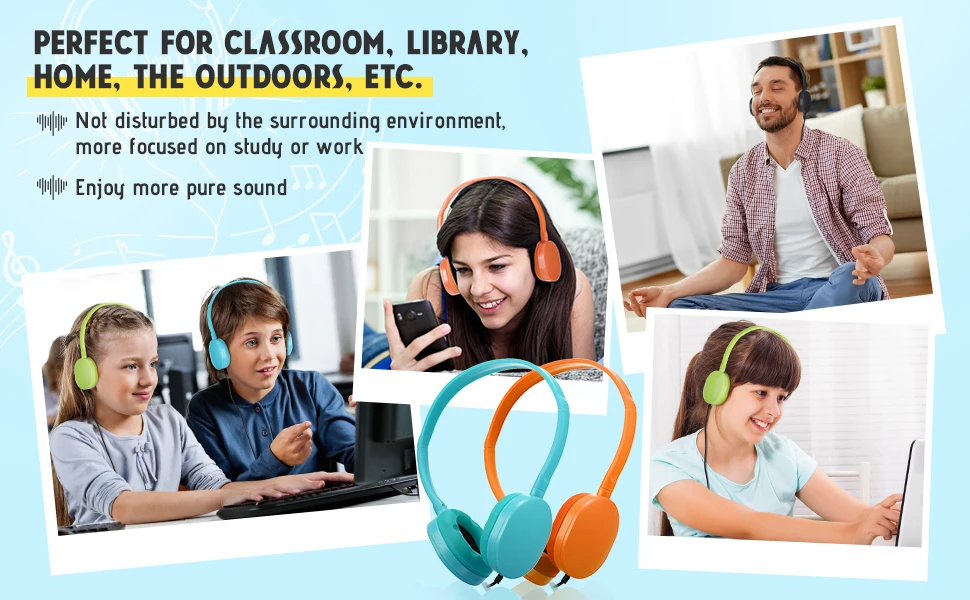 3.5MM Plug Silicon Earpads Wired Kids Headphone Child Learning Headset Colorful Over-head Headphones for OEM Logo