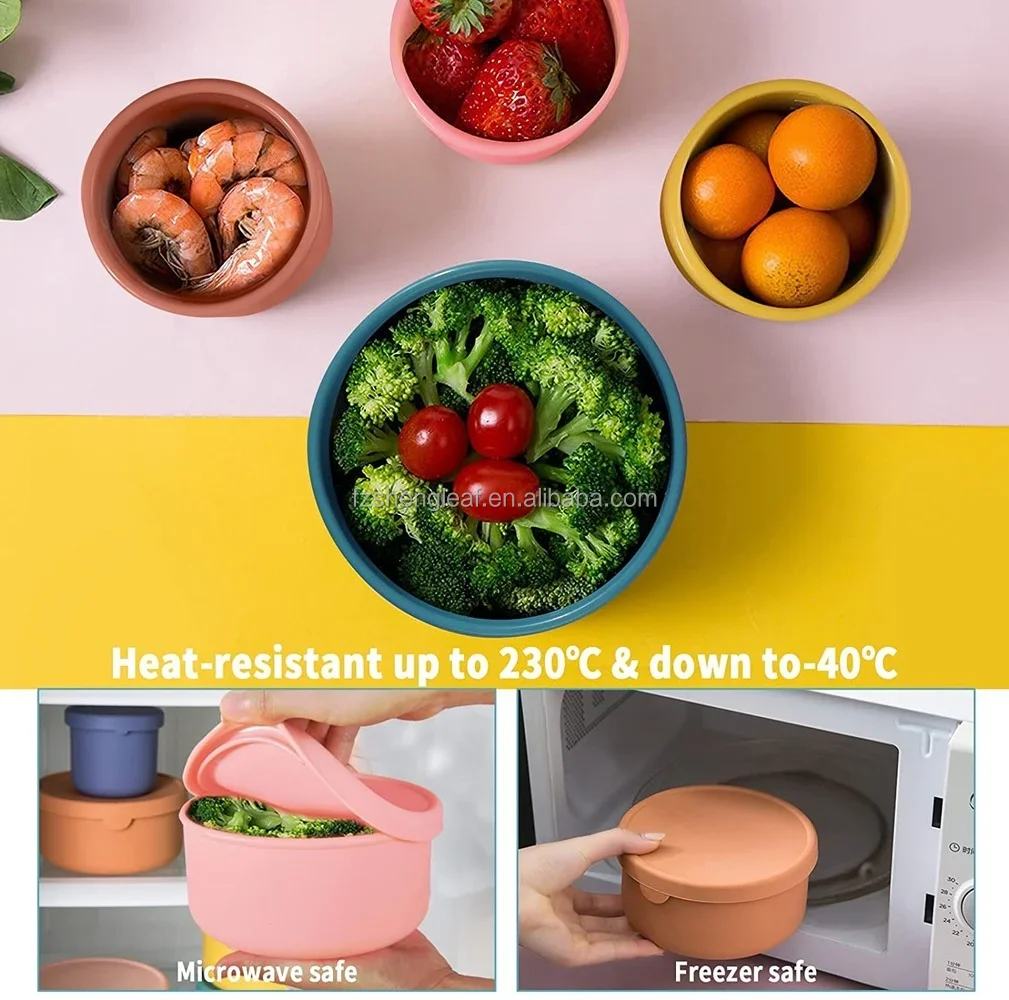 product cute kid childrens insulated portable heated bento silicone food container school lunch box set for kids and adults-3