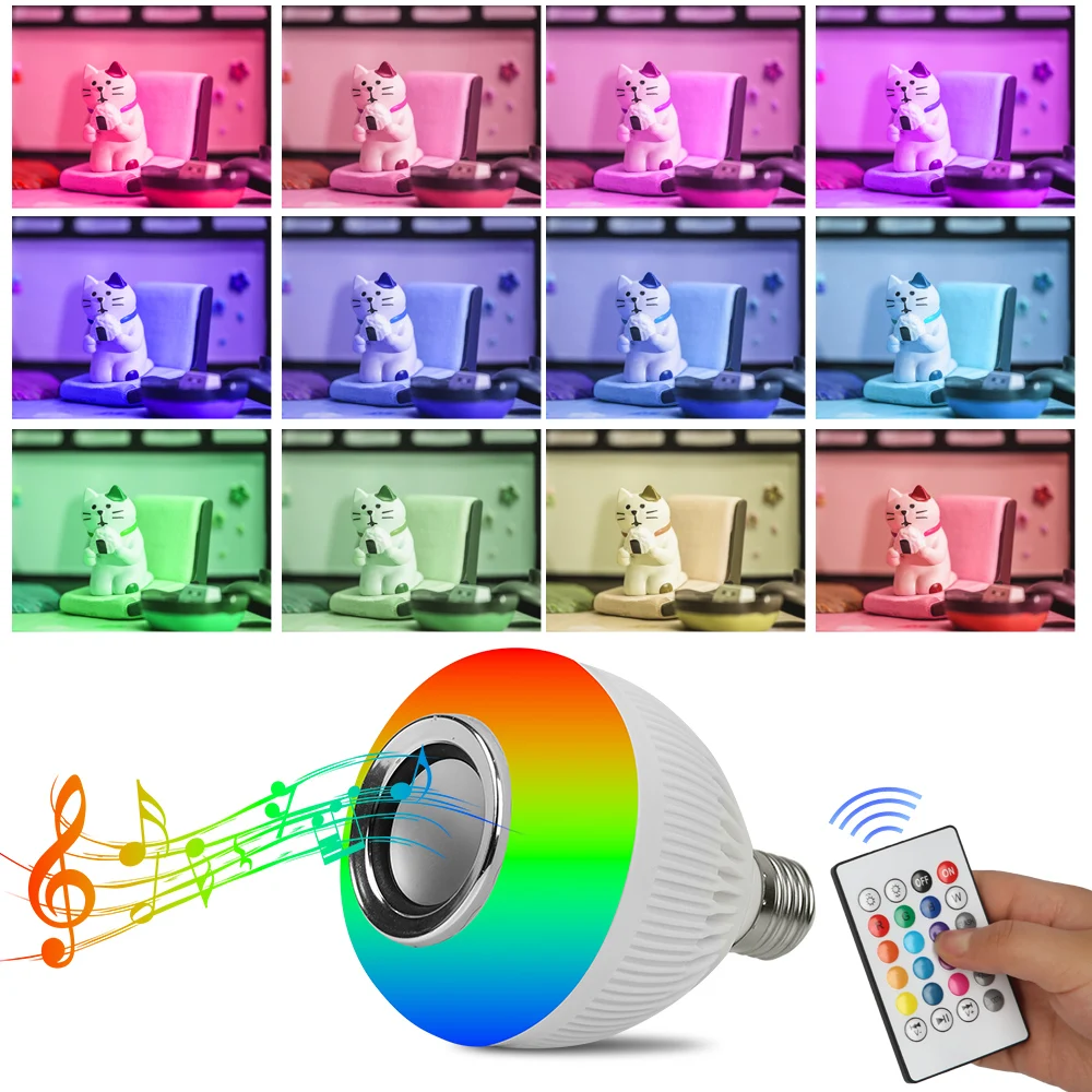 20w RGB Speaker Bulb Bluetooth Music LED Bulb Lamp Control Bedroom Sleep Party Folk Concert Color Home Decor Party Light Color