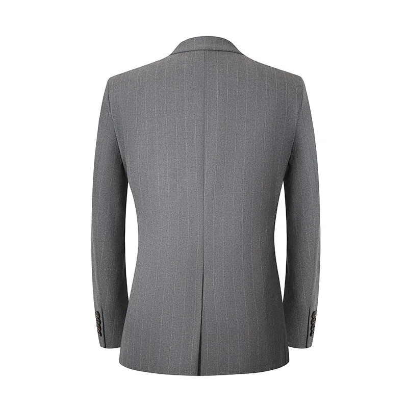 Custom Casual Fashion Turkey Light Grey Stripe Lapel Men's Business Office Tuxedo Suits