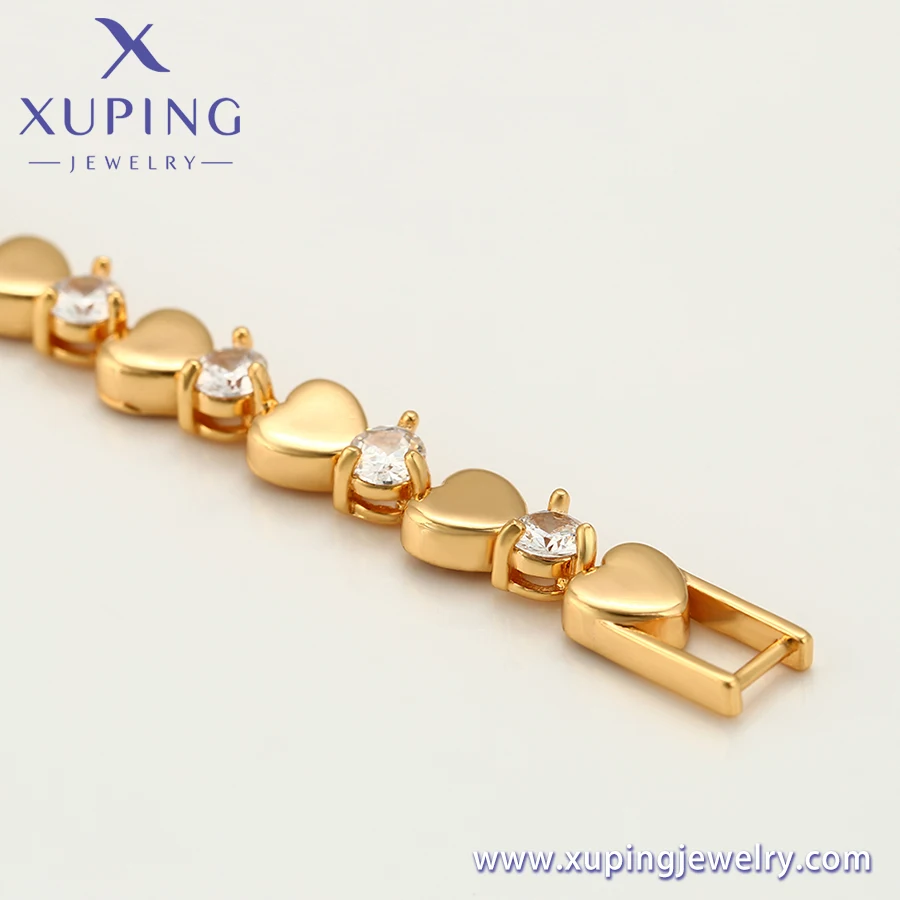 bracelet-451 xuping  Early autumn style peach heart inlaid diamond chain creative design sense of high quality 18K gold bracelet