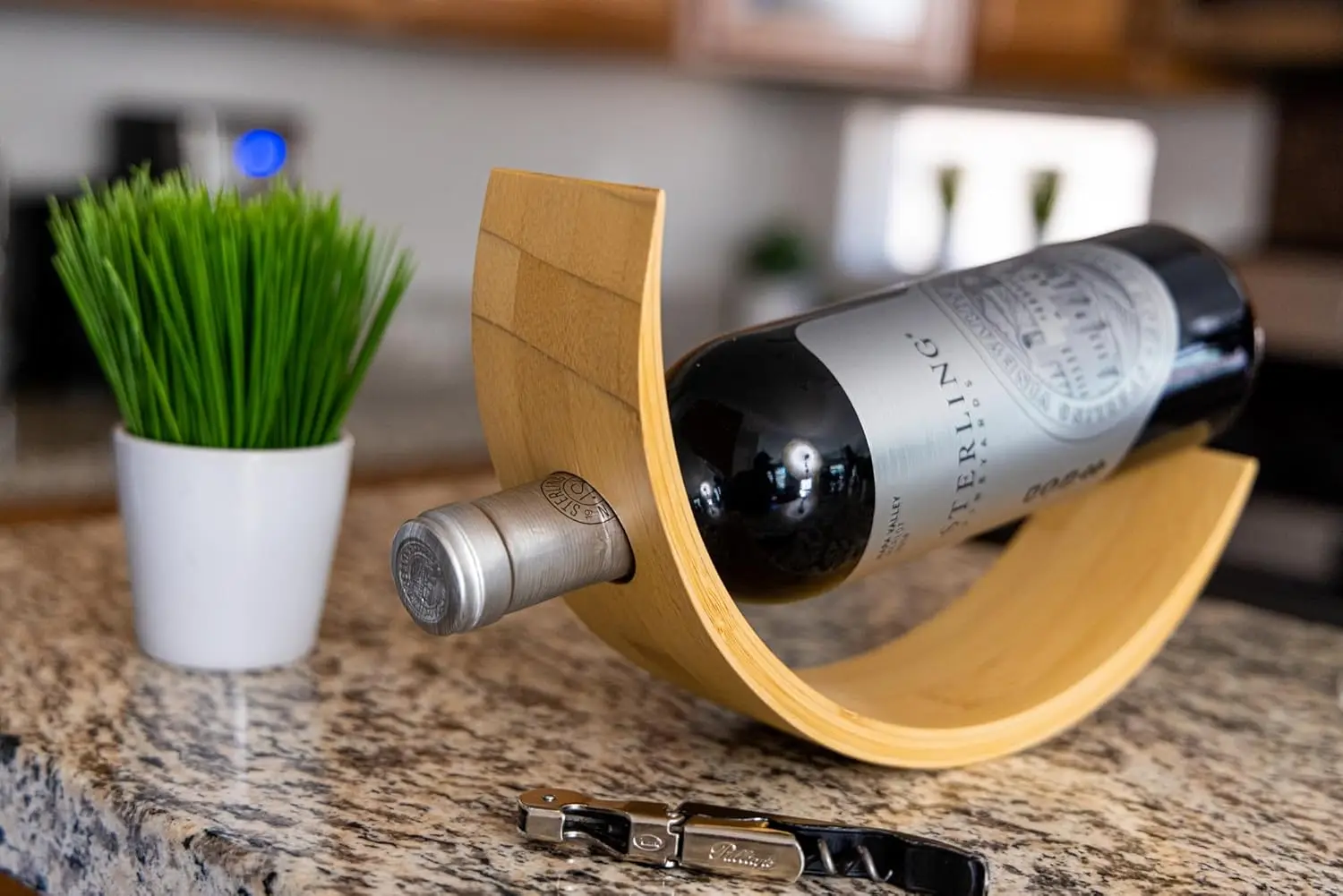 product solid wood kitchen wine bottle rack single organic bamboo self balancing elevate space wine holder elevate your space-3