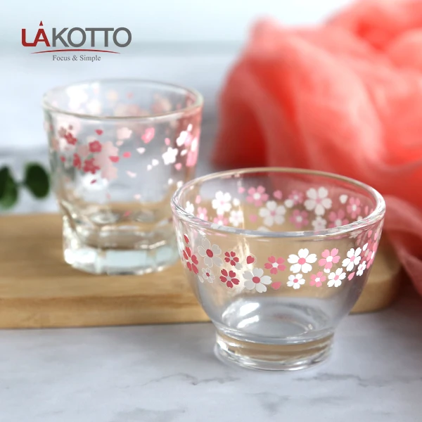 Creative Sakura Glass Portable Cute Female Student Cup Water Bottle  Sakura Drinkware set