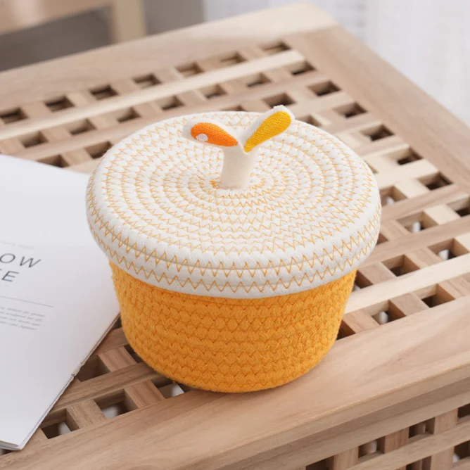 Wholesale New Home Decor Cotton Rope Woven Laundry Basket Storage Basket with Handles