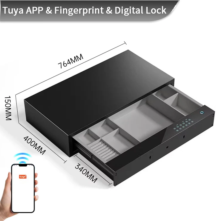 product ceqsafe smart wardrobe accessories fashion safe box drawer fingerprint safe box big led display fingerprint safe box for home-8