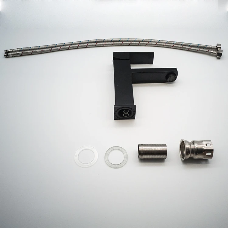 Square Type Stainless Steel Black Basin Faucet