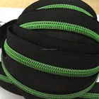 Zipper Zipper Custom 5# Black Tape With Plating Green Color Teeth Nylon Zipper For Bags