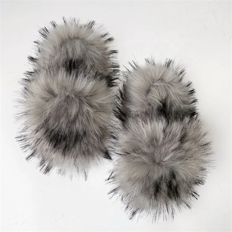 Faux Fur Slippers Warm Fur Slides For Women Fluffy Sandals Indoor Outdoor Ladies Shoes