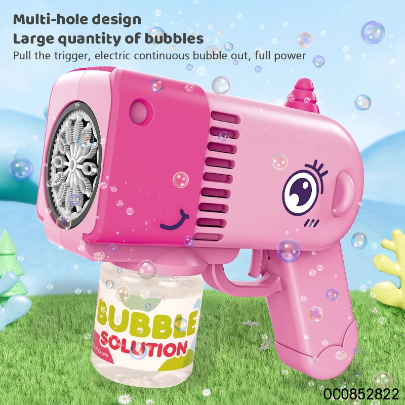 Children summer electric soap bubble toys bubble gun machine toys with light