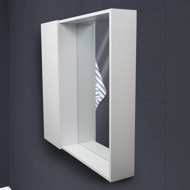 Hot Selling Modern European Single Door Wall Mounted Bathroom Vanity Mirror Cabinet MDF Material for Home or Hotel Use manufacture