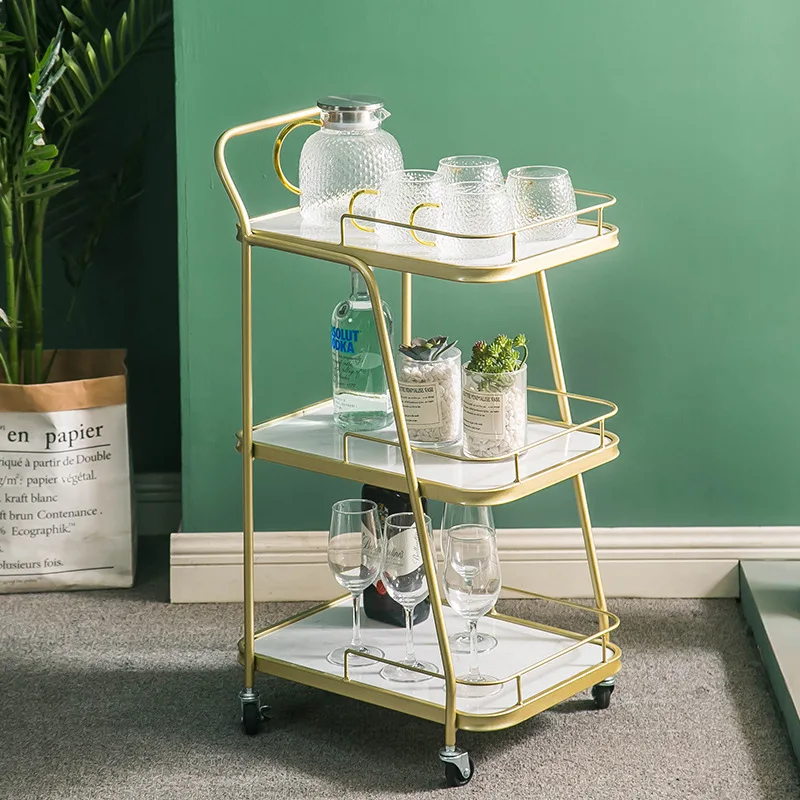 Modern Metal 3 Tier Serving Bar Cart Contemporary Style Easy Handling And Simple Assembling For Homes Bars Restaurants