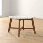 Table Top Modern Table Living Room Luxury Walnut Wooden Legs Round Marble Top Dining Table