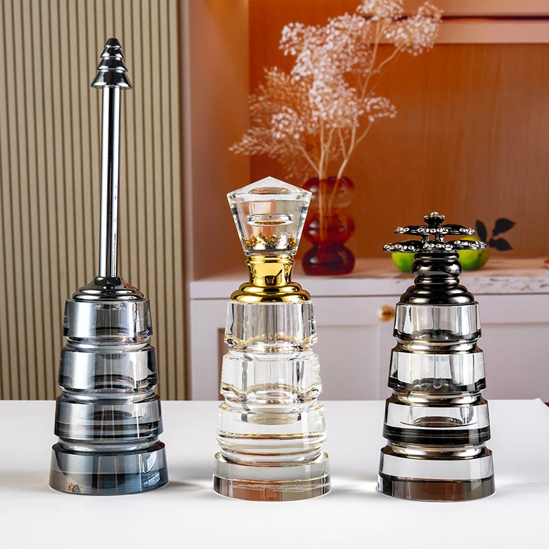 product new design large capacity replaceable diffuser glass empty bottle 12ml 24ml luxury elegant crystal perfume bottle-13