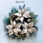 Red Snowy Greenery Holly Artificial Wreath With Red Berry