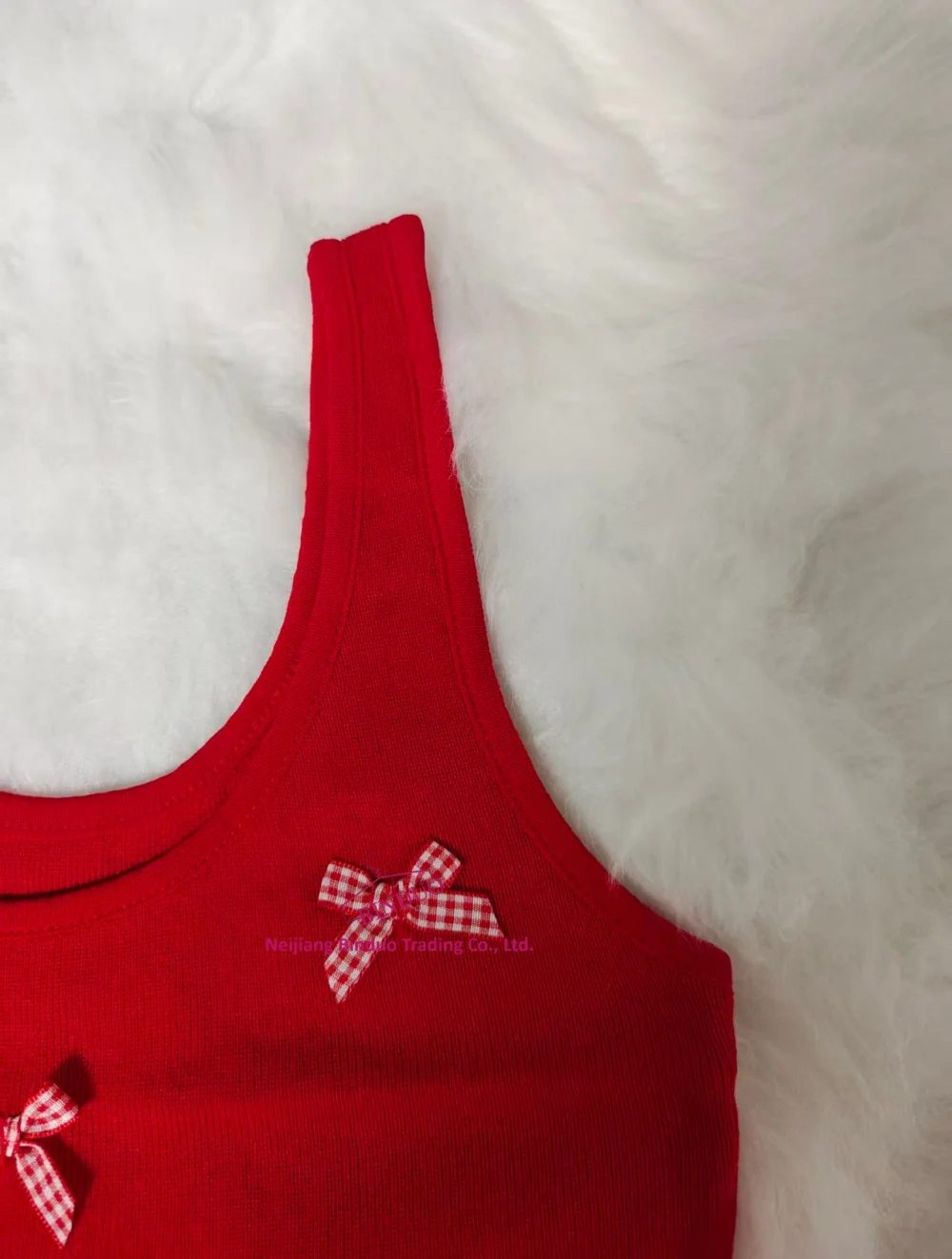 French Summer New Hot Girl Bow Sweet Pure Camisole Vest Slim-fit Base Top for Women