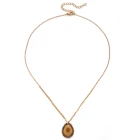 Gold Custom Design Jewelry Natural Stone Beads 18k Gold Necklace Stainless Steel Chain Necklaces Kolye