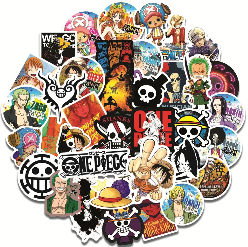 Japan Anime One Piece Pirate Luffy Chopper Skateboard Laptop Luggage Sticker Set 